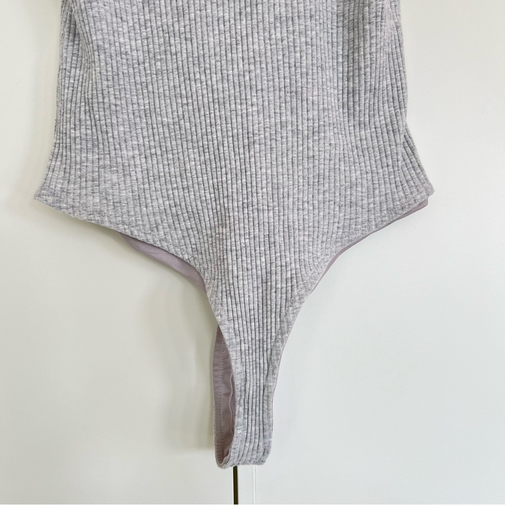 ARTICLES OF SOCIETY Ribbed Tank Bodysuit, Grey, S - Picture 4 of 12